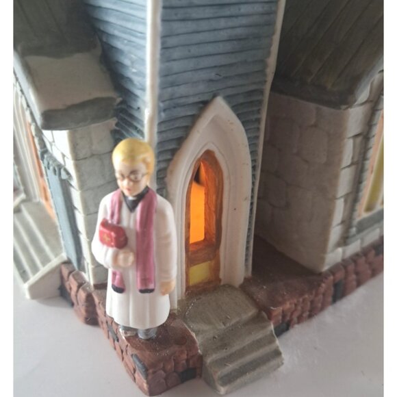 Vintage Santas Best St Christophers Church Christmas Village W Box Lighted 1992 - Picture 2 of 6